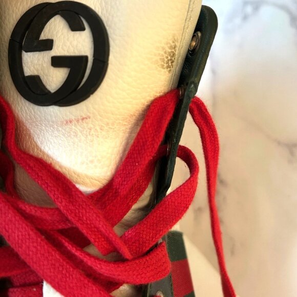 GUCCI Web Accent Mens shoes - Size 10 1/2 G  11 1/2 US- Hi Top Sneakers Preworn - Picture 15 of 15